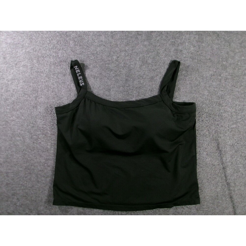 NELEUS Tank Top Womens 2XL Black Stretch Camisole Athletic Shelf Bra Support